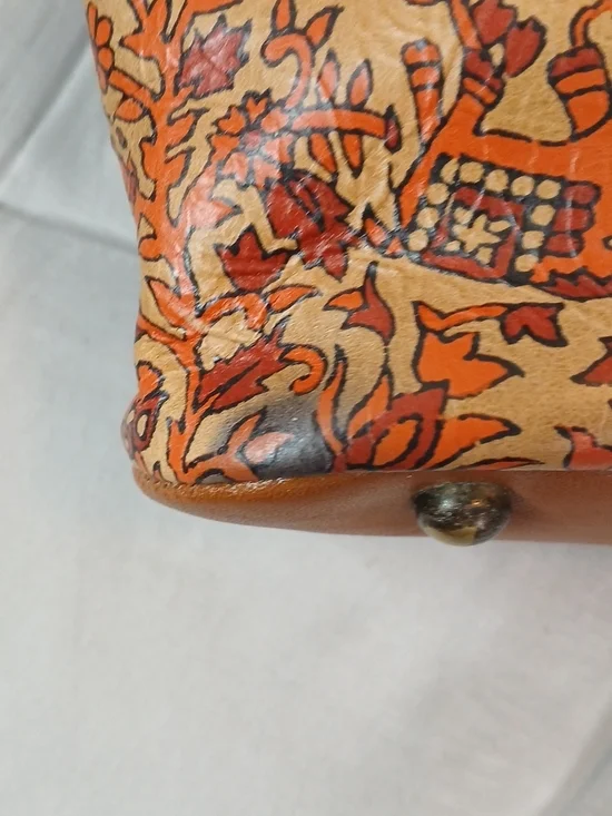 Patricia Nash 10th Anniversary Kisslock Satchel in Orange Brown - Picture 6 of 10